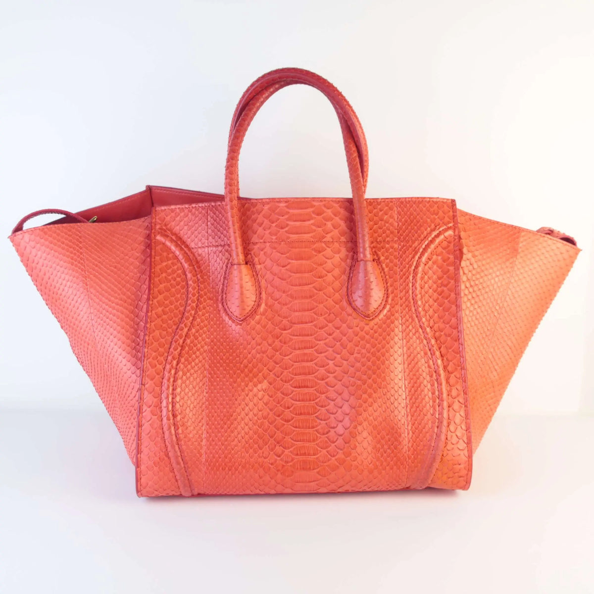 Celine Orange Python Medium Phantom Luggage Tote Bag