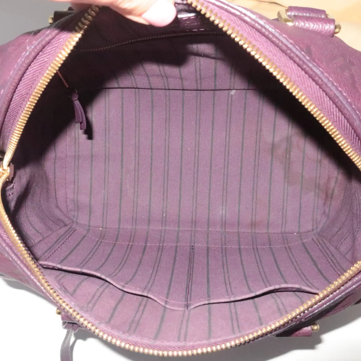 LOUIS VUITTON MONOGRAM Empreinte Speedy 25 Purple Shoulder Bag #20 Rise-on