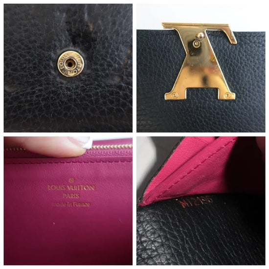 Louis Vuitton Louis Vuitton Black Taurillon Leather Capucines Wallet LVBagaholic