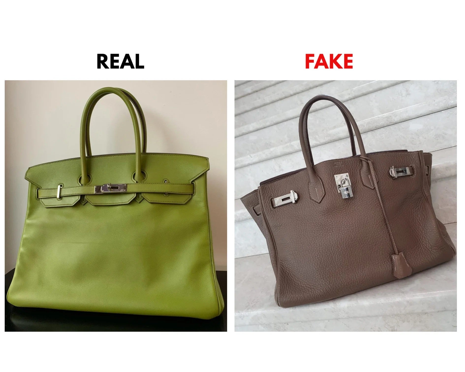 How To Spot a Fake Hermès Birkin? A SidebySide Fake Birkin vs Real C