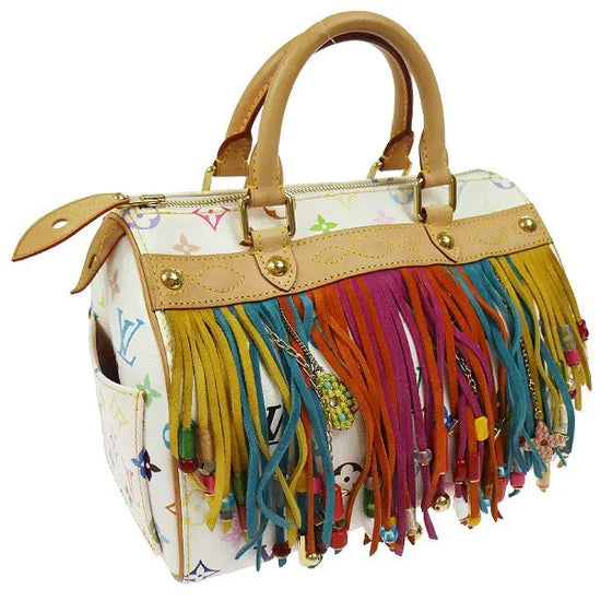 Authentic Rare Louis Vuitton Speedy Tote Multicolor Fringe Bag #SR0056
