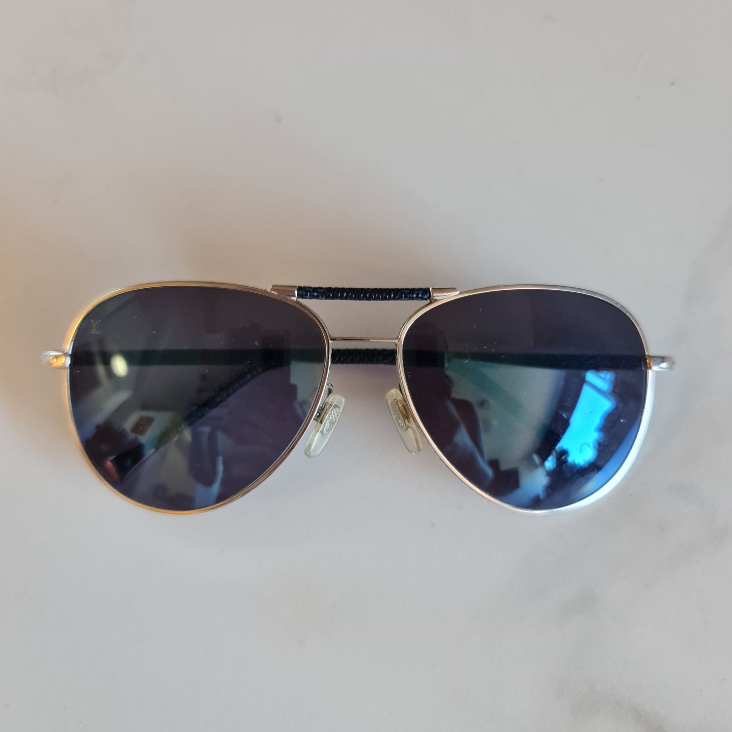 Louis Vuitton Silvertone Monogramme Conspiration Pilote Sunglasses