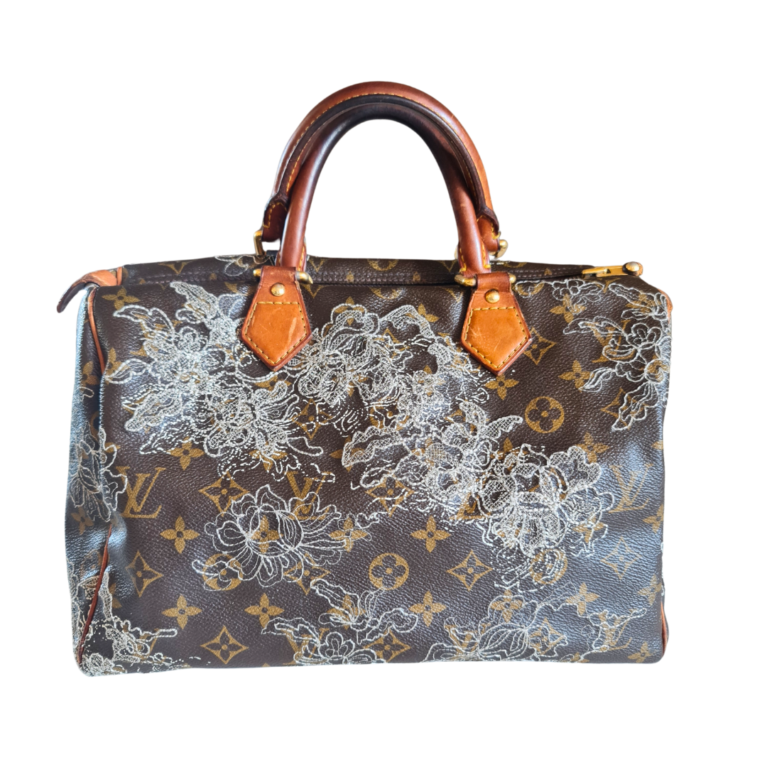 Louis Vuitton Silver Speedy Dentelle Bag (800)