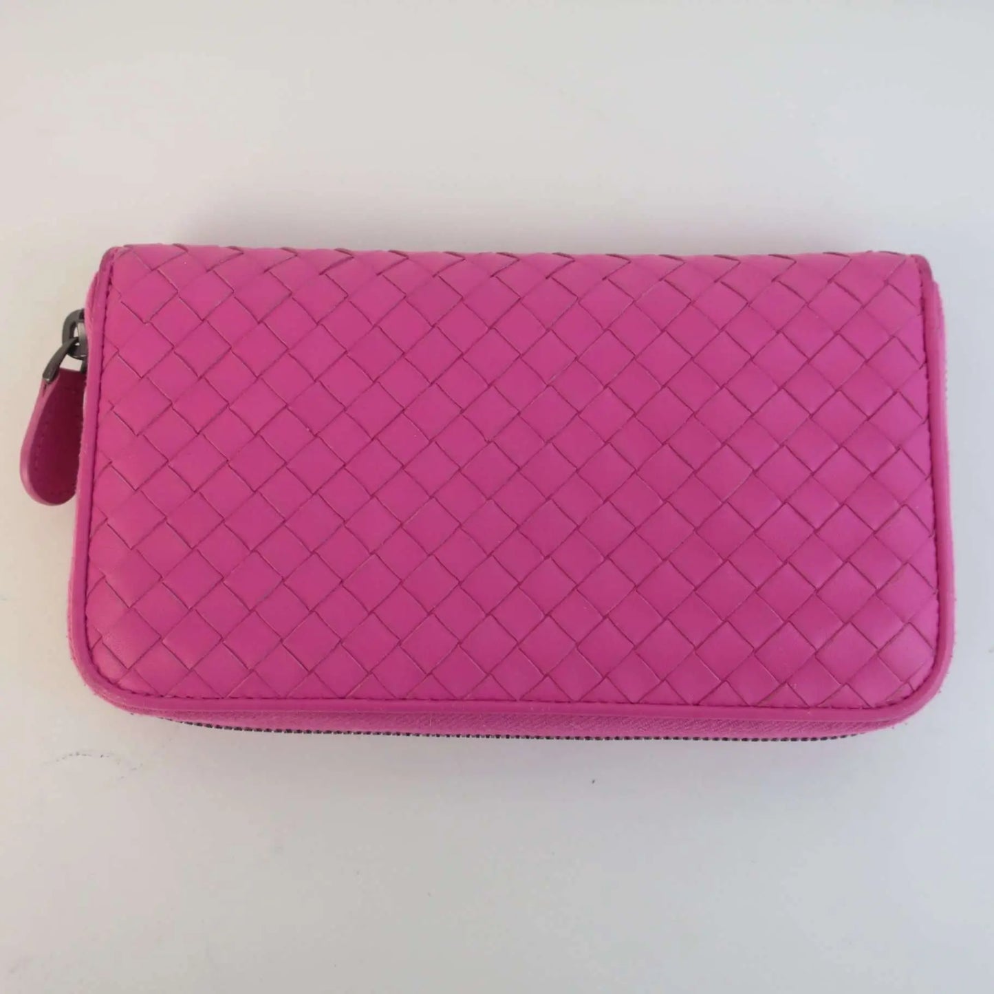 Bottega Veneta Bottega Veneta Pink Intrecciato Woven Nappa Leather Zip Around Wallet LVBagaholic