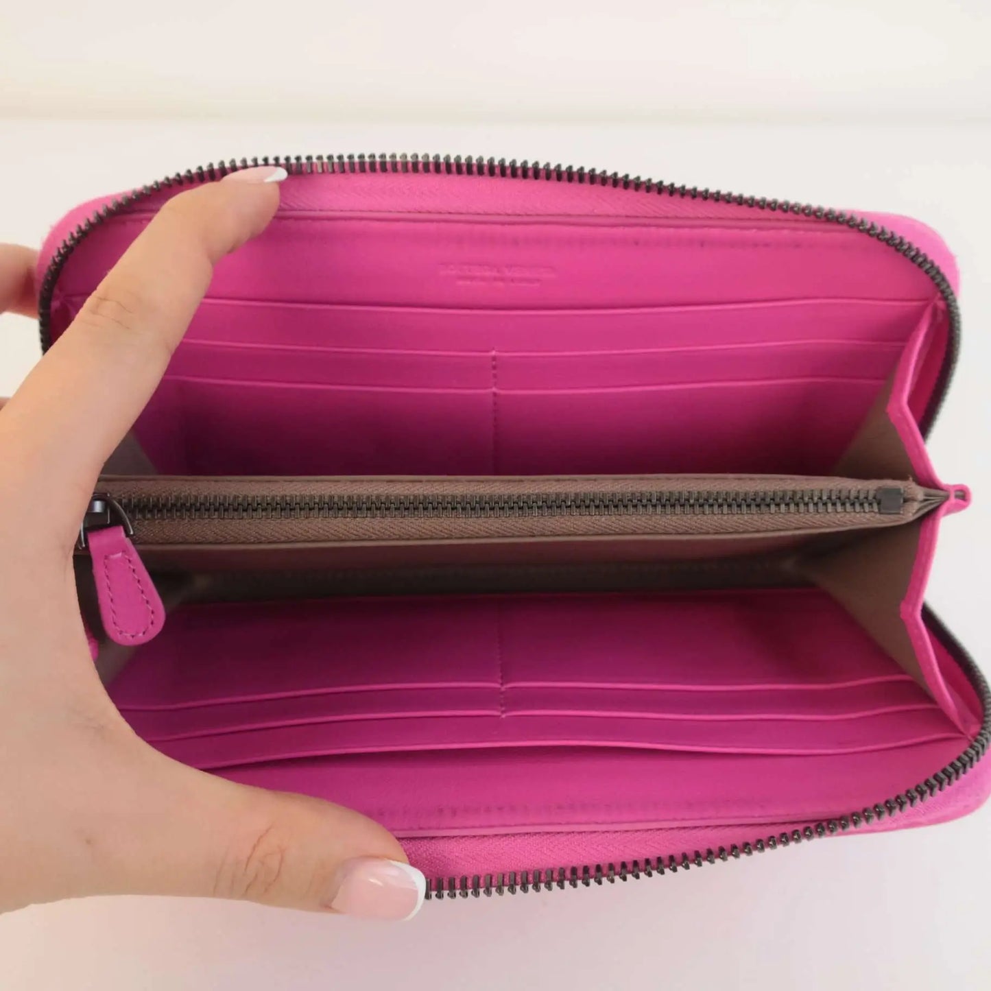 Bottega Veneta Bottega Veneta Pink Intrecciato Woven Nappa Leather Zip Around Wallet LVBagaholic