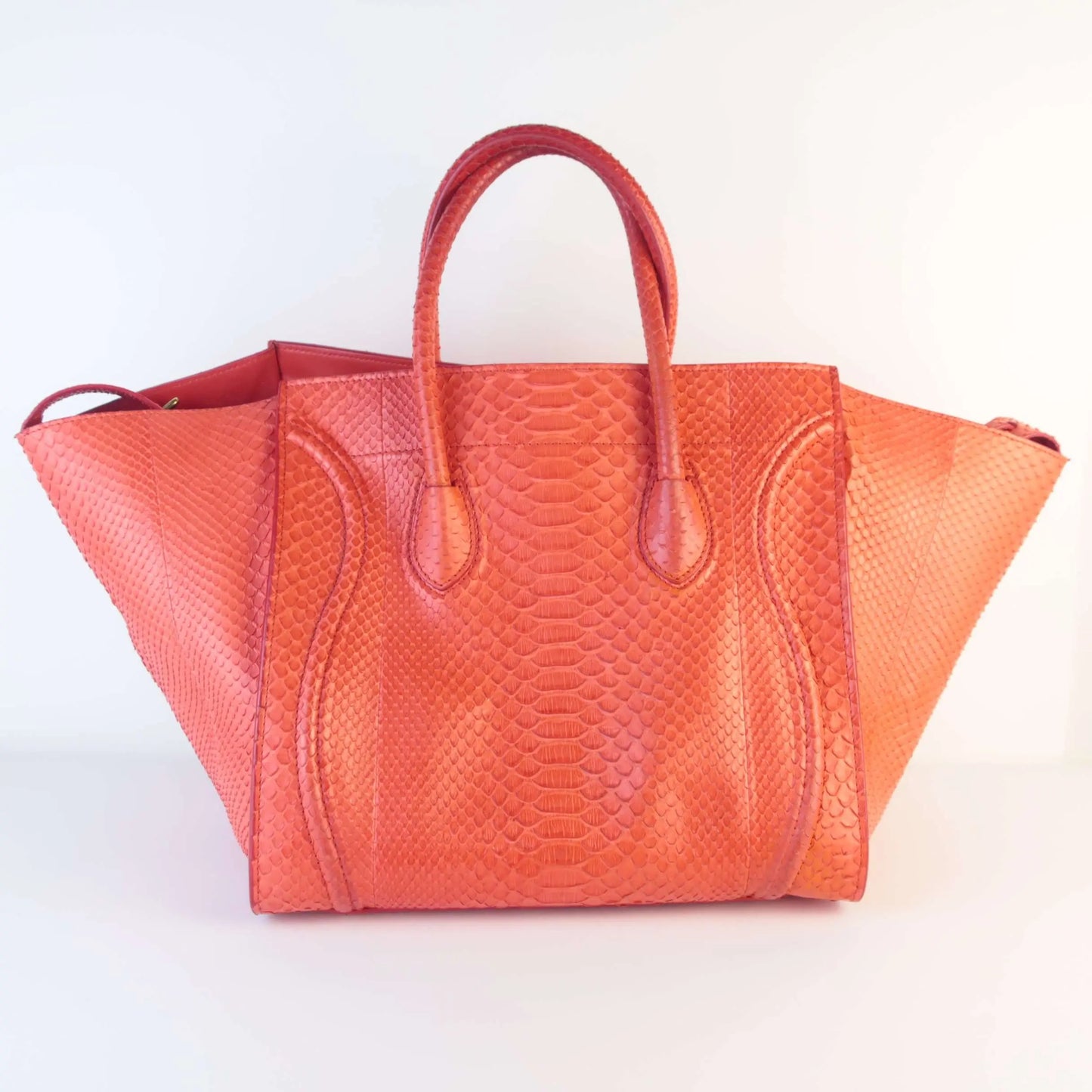 Celine Celine Orange Python Medium Phantom Luggage Tote Bag LVBagaholic