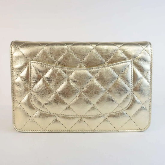 Chanel Chanel Aged Calfskin Metallic Gold 2.55 Wallet On Chain (WOC) LVBagaholic