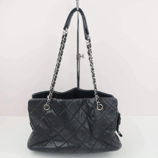 Load image into Gallery viewer, Chanel Chanel Black Quilted Caviar Leather Petite Timeless Bag LVBagaholic
