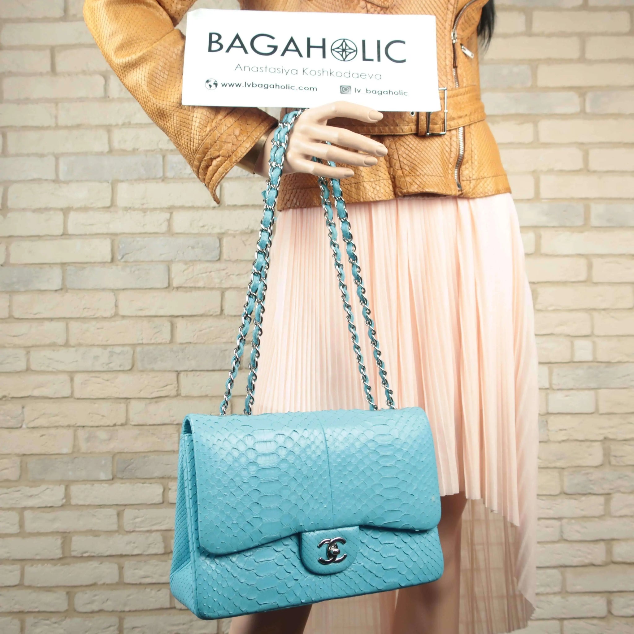 Chanel Blue Flap Jumbo Python Bag – Bagaholic