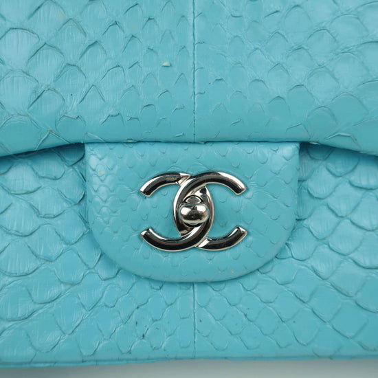 Chanel Chanel Blue Flap Jumbo Python Bag LVBagaholic