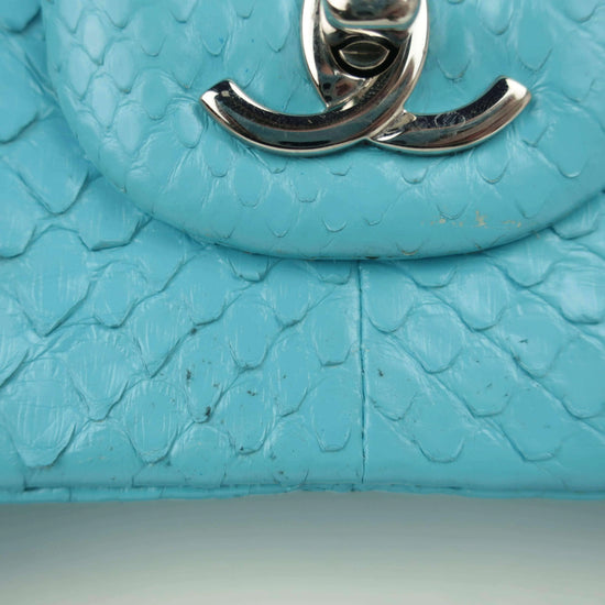 Chanel Chanel Blue Flap Jumbo Python Bag LVBagaholic