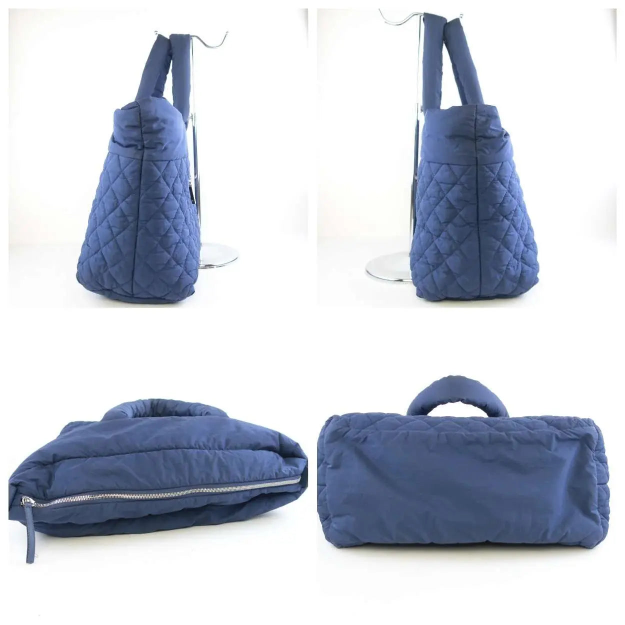 Chanel Chanel Blue Khaki Nylon Reversible Cocoon Tote Bag LVBagaholic