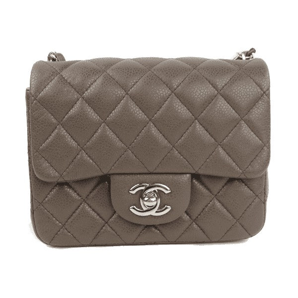 Chanel Chanel Brown Quilted Caviar Leather Classic Square Mini Flap Bag LVBagaholic