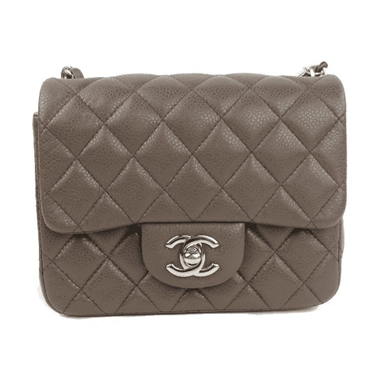 Load image into Gallery viewer, Chanel Chanel Brown Quilted Caviar Leather Classic Square Mini Flap Bag LVBagaholic
