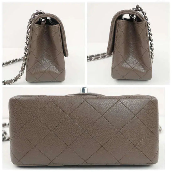 Cargar imagen en el visor de la galería, Chanel Chanel Brown Quilted Caviar Leather Classic Square Mini Flap Bag LVBagaholic
