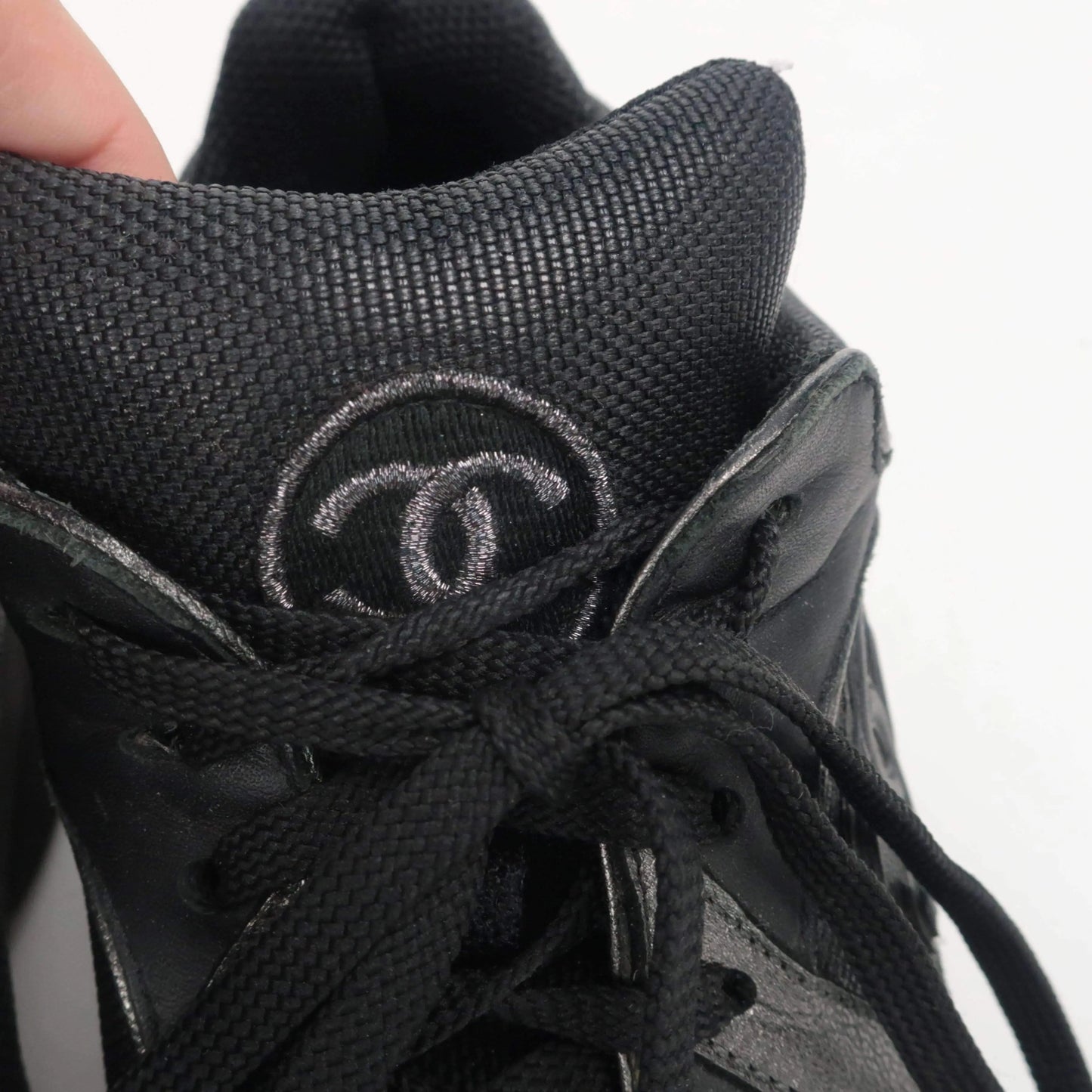 Chanel Chanel CC Logo Lace Up Sneakers LVBagaholic