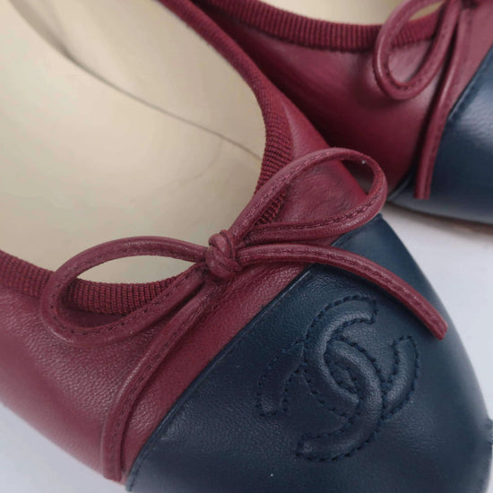 Chanel Chanel Leather Cap Toe CC Ballet Flats LVBagaholic