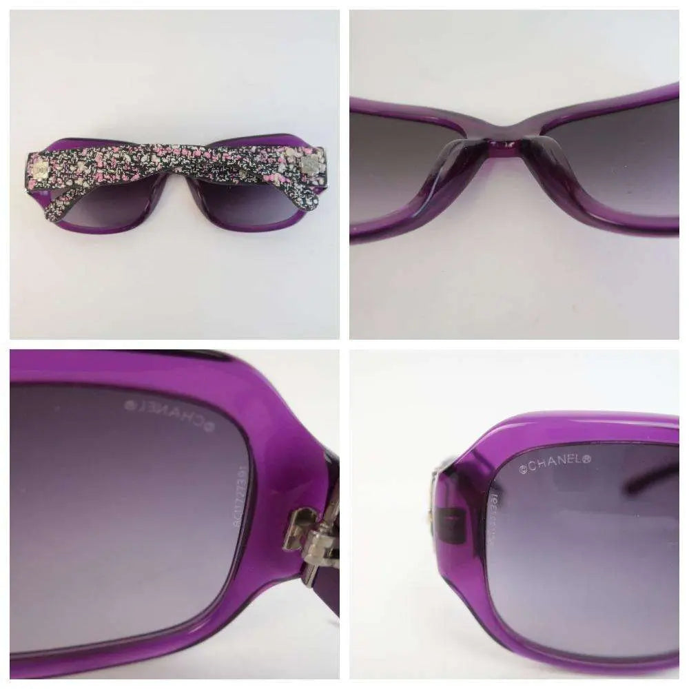 Chanel Y2K sunglasses Metallic Dark purple Plastic ref.491355 - Joli Closet