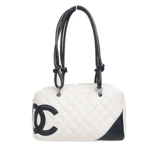 Chanel Chanel White/Black Cambon Ligne Bowler Bag Quilted Leather LVBagaholic