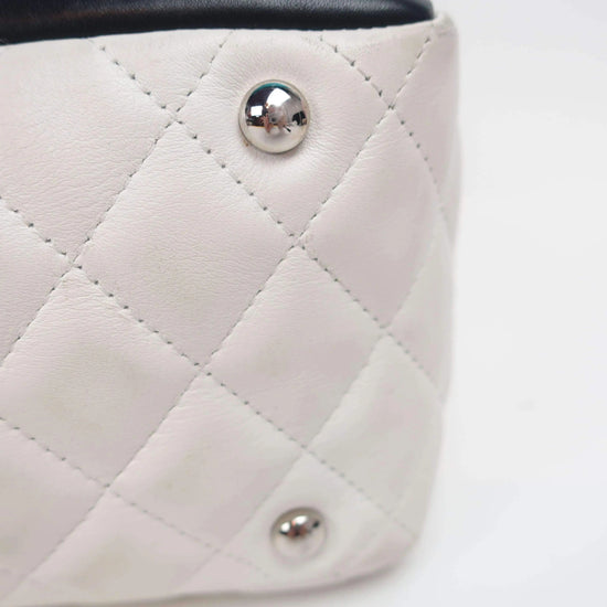 Chanel Chanel White/Black Cambon Ligne Bowler Bag Quilted Leather LVBagaholic