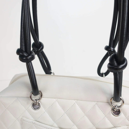 Chanel Chanel White/Black Cambon Ligne Bowler Bag Quilted Leather LVBagaholic