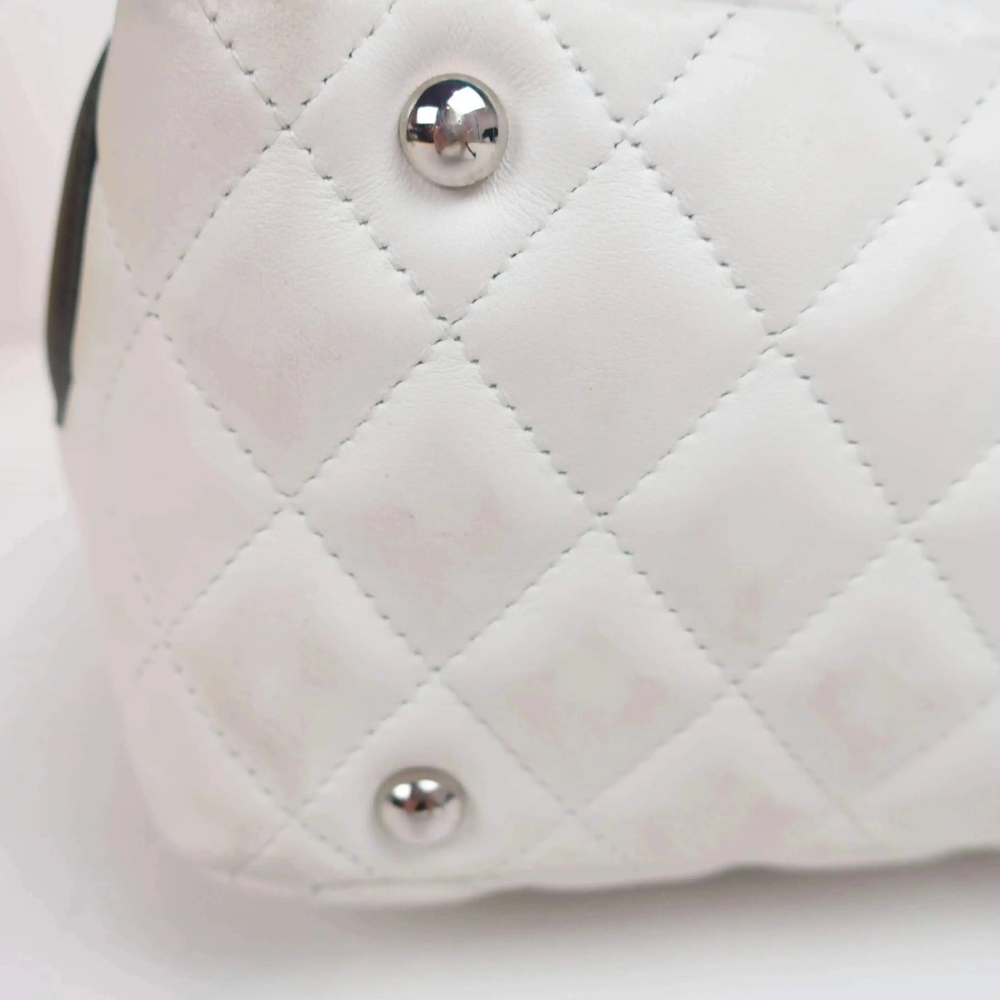 Chanel Chanel White/Black Cambon Ligne Bowler Bag Quilted Leather LVBagaholic