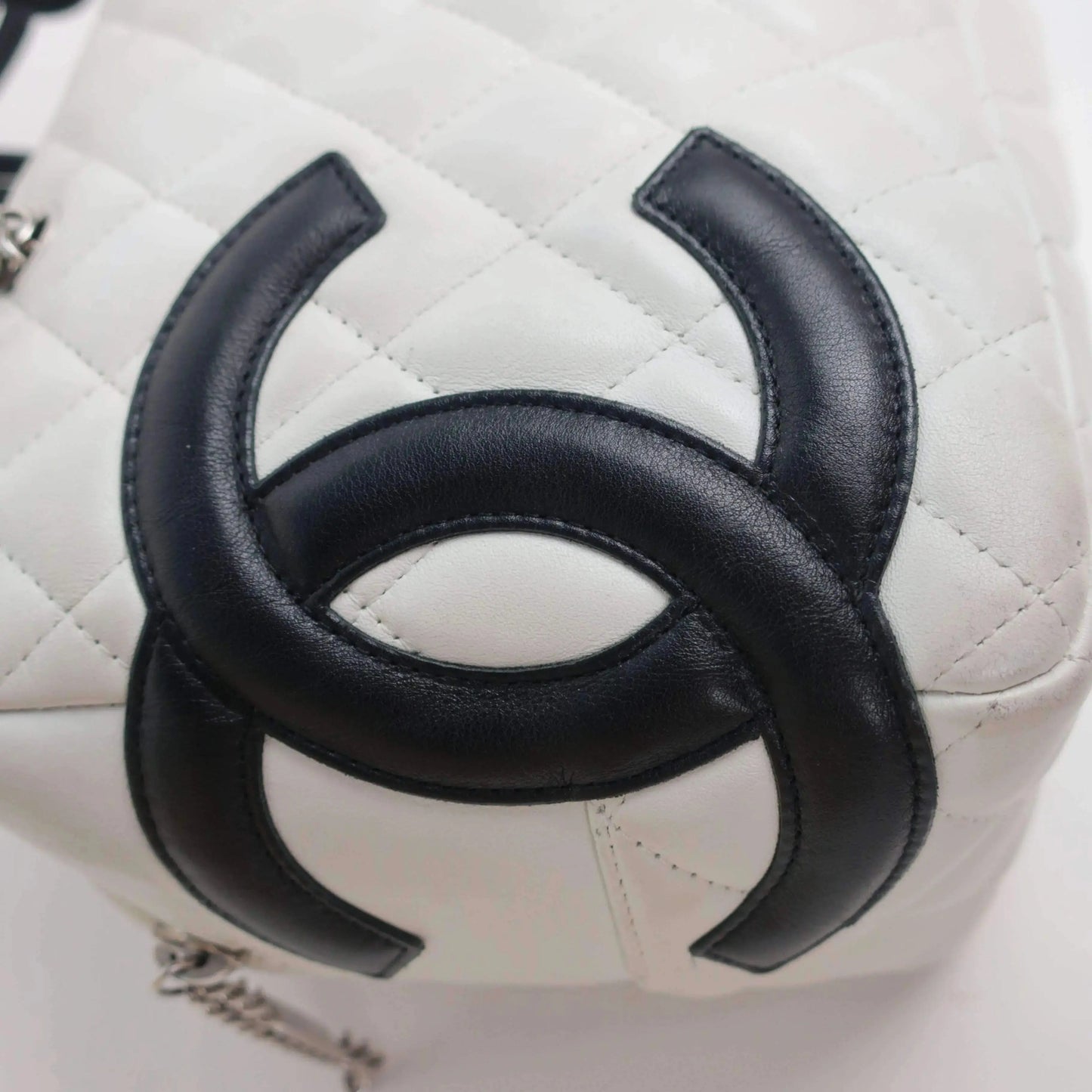 Chanel Chanel White/Black Cambon Ligne Bowler Bag Quilted Leather LVBagaholic