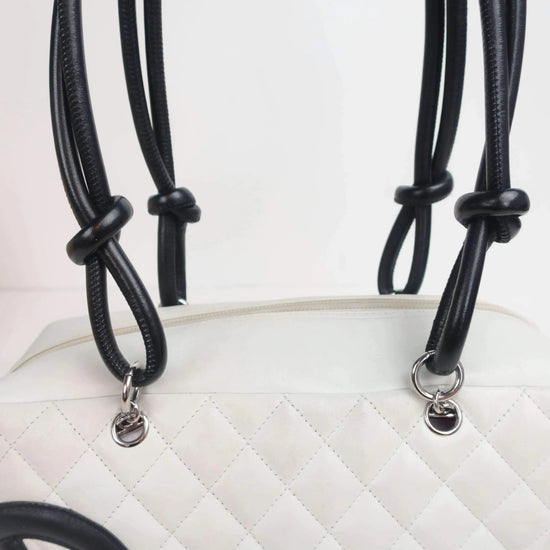 Chanel Chanel White/Black Cambon Ligne Bowler Bag Quilted Leather LVBagaholic