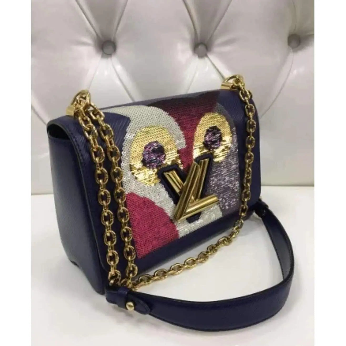 Chanel Louis Vuitton Epi Leather Sequin Owl MM Twist Bag LVBagaholic