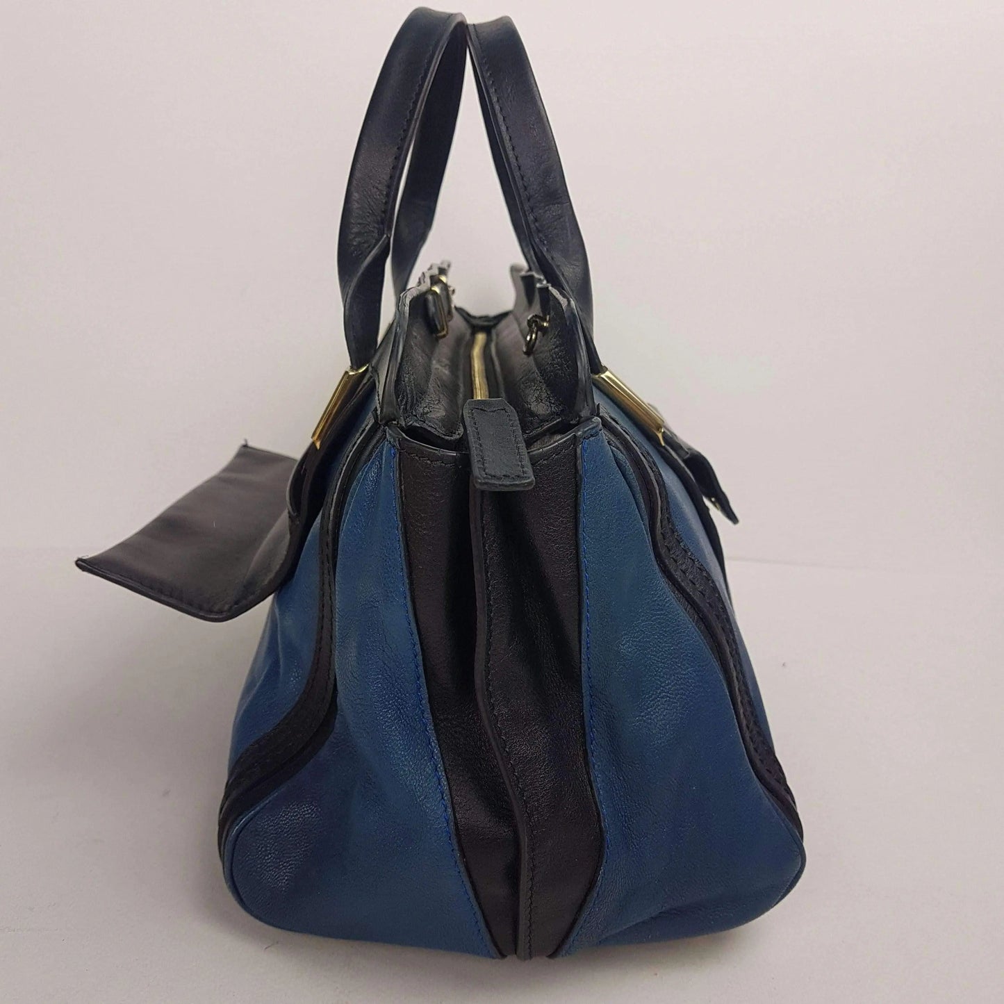 Load image into Gallery viewer, Chloe Chloe Blue/Black Leather Medium Alice Satchel Bag LVBagaholic
