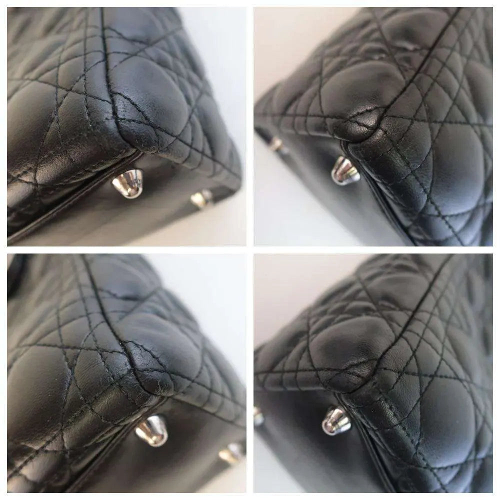 Cargar imagen en el visor de la galería, Dior Christian Dior Black Cannage Lambskin Large Lady Dior Shoulder Bag LVBagaholic
