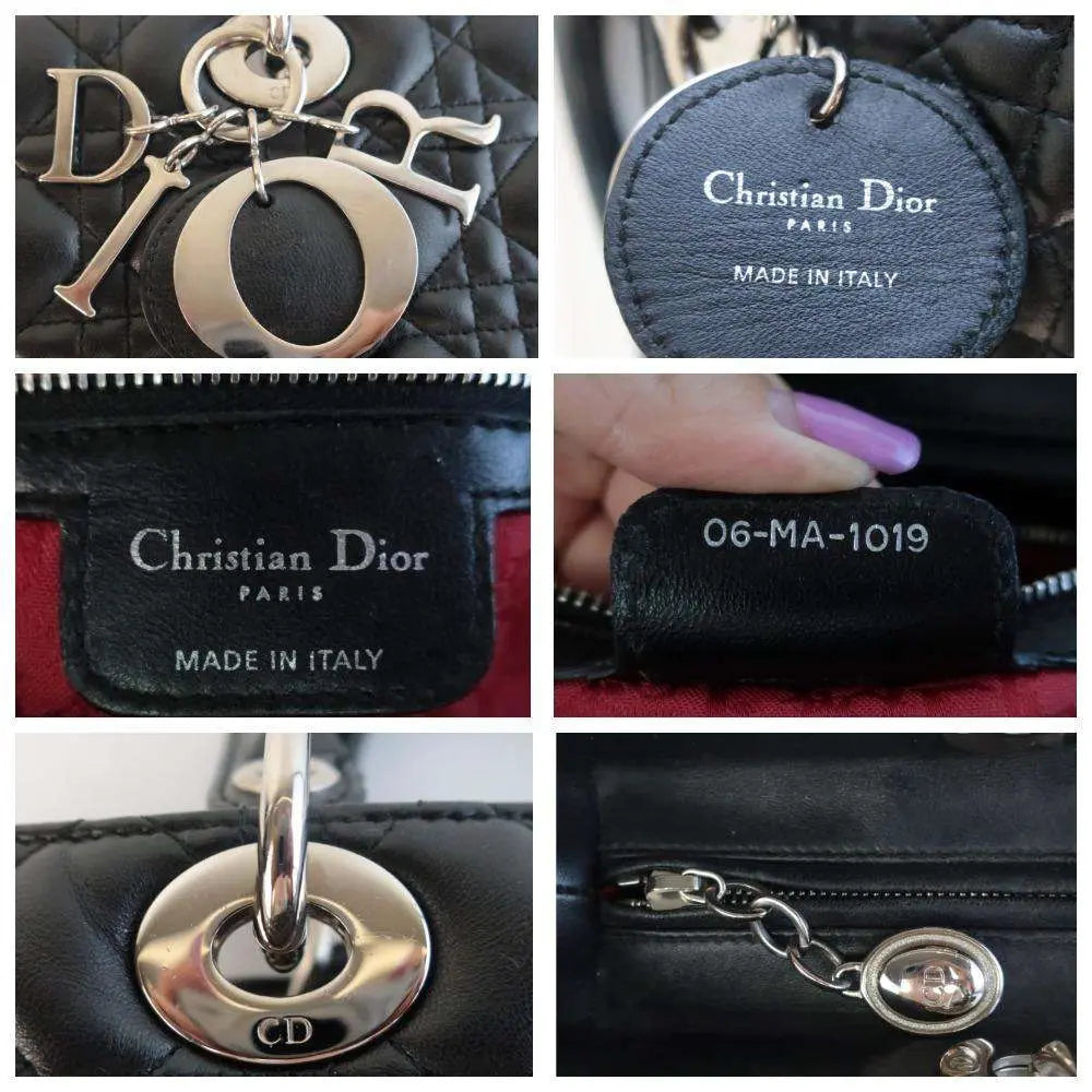 Christian Dior Black Cannage Lambskin Large Lady Dior Shoulder Bag