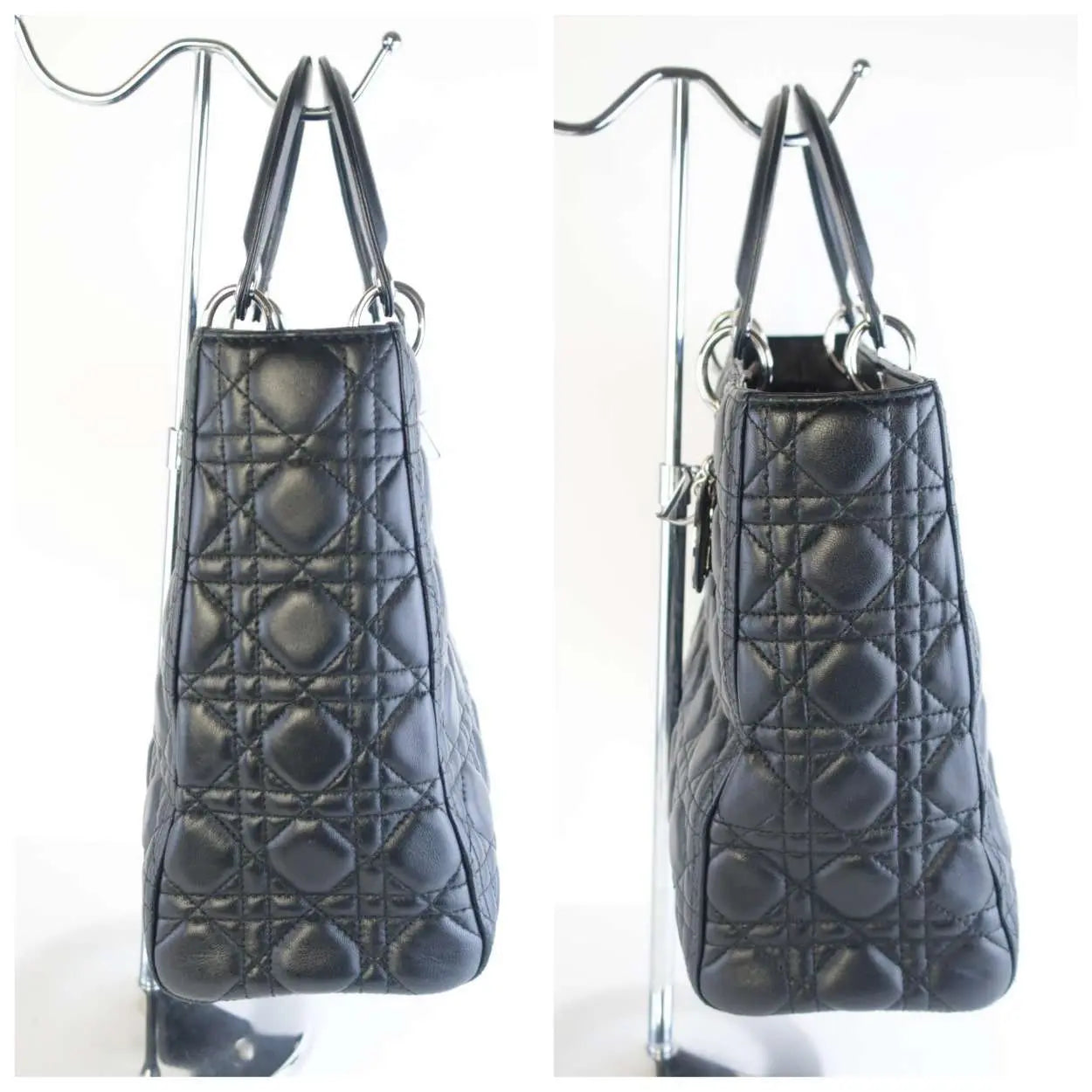 Christian Dior Black Cannage Lambskin Large Lady Dior Shoulder Bag –  Bagaholic
