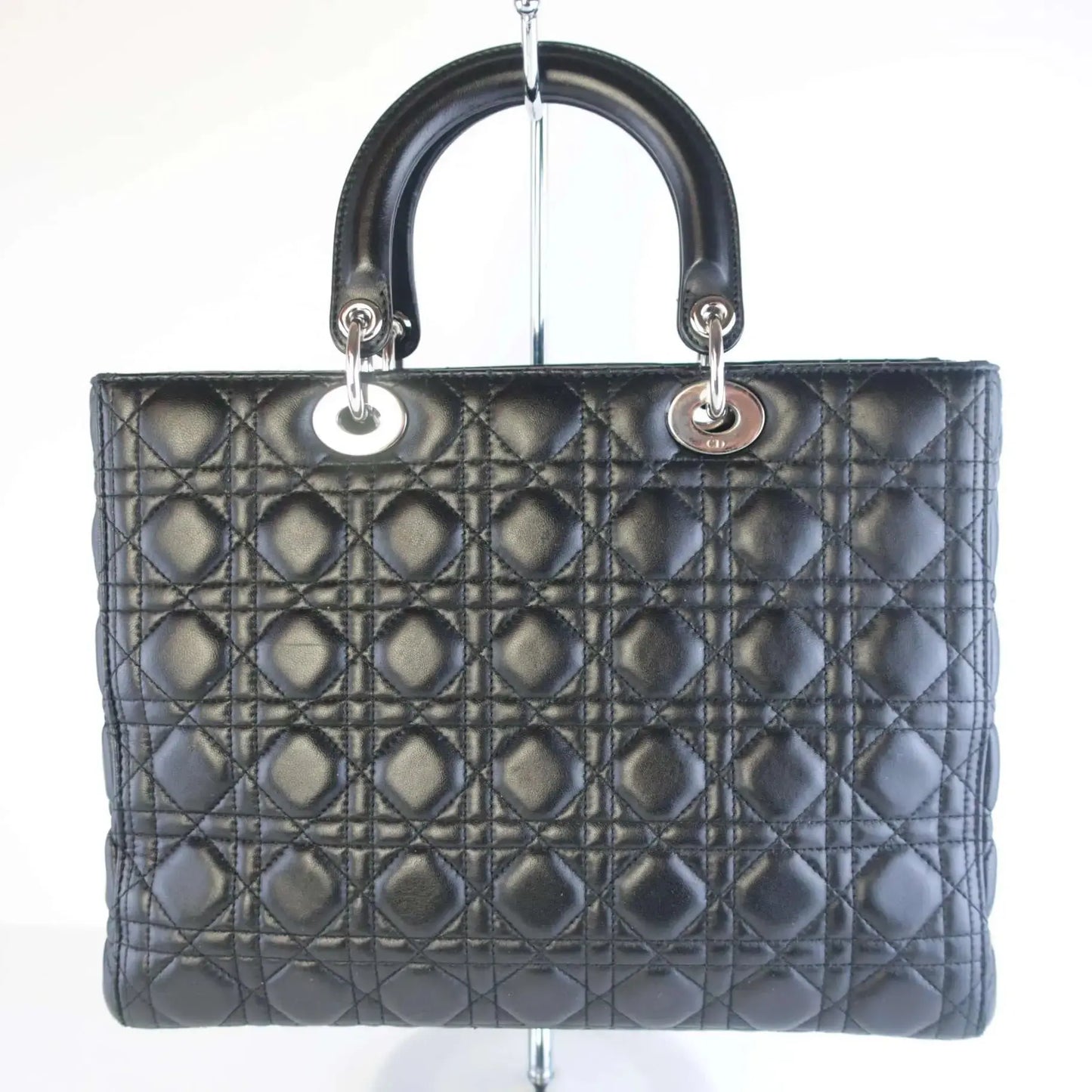 Dior Christian Dior Black Cannage Lambskin Large Lady Dior Shoulder Bag LVBagaholic