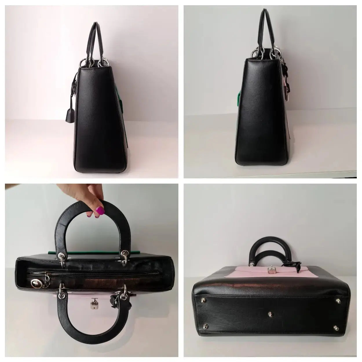 Dior Christian Dior Black Lambskin Large Lady Dior Pockets Shoulder Bag (759) LVBagaholic