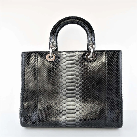 Dior Christian Dior Limited Edition Black Large Python Lady Dior Shoulder Bag LVBagaholic