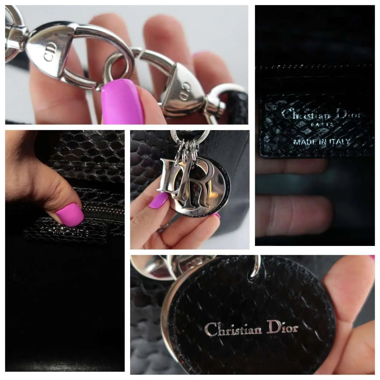 Dior Christian Dior Limited Edition Black Large Python Lady Dior Shoulder Bag LVBagaholic