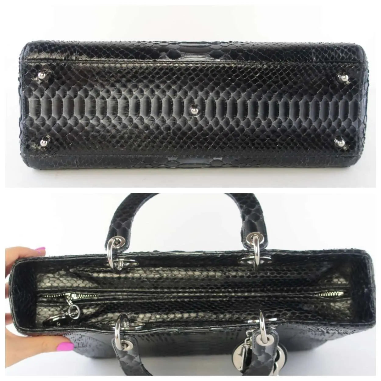 Christian Dior Black Python Large Lady Dior Bag – Bagaholic