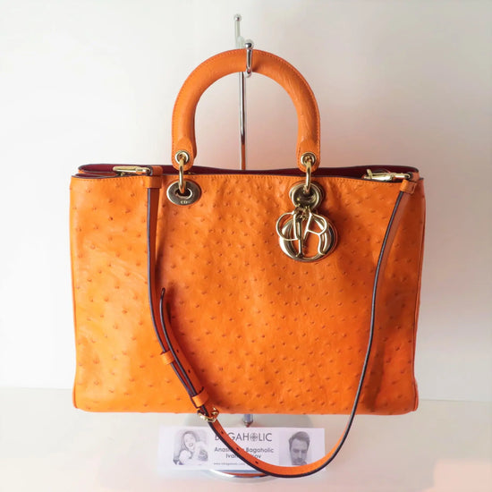 Load image into Gallery viewer, Dior Christian Dior Limited Edition Ostrich Large Diorissimo Shoulder Bag (779) LVBagaholic
