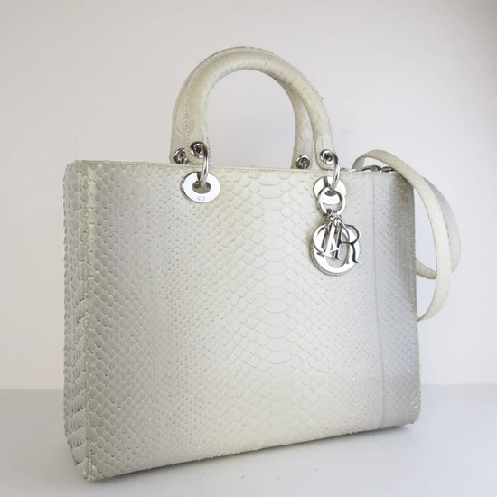 Dior Dior Limited Edition Beige Python Lady Dior Large Shoulder Bag LVBagaholic