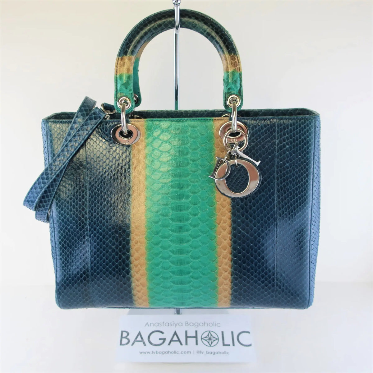 Dior Blue Python Lady Dior Large Shoulder Bag – Bagaholic