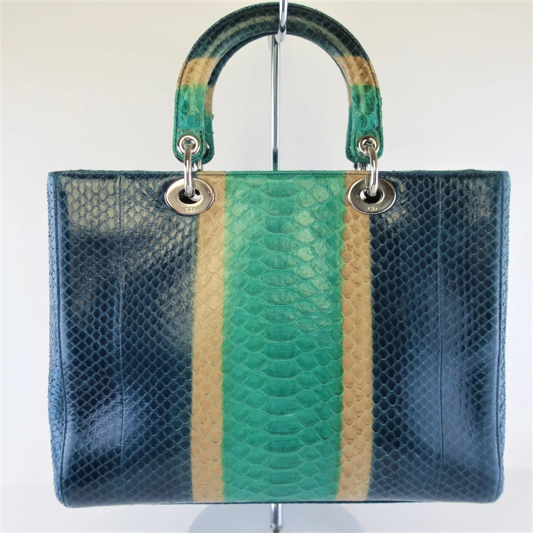 Dior Blue Python Lady Dior Large Shoulder Bag – Bagaholic