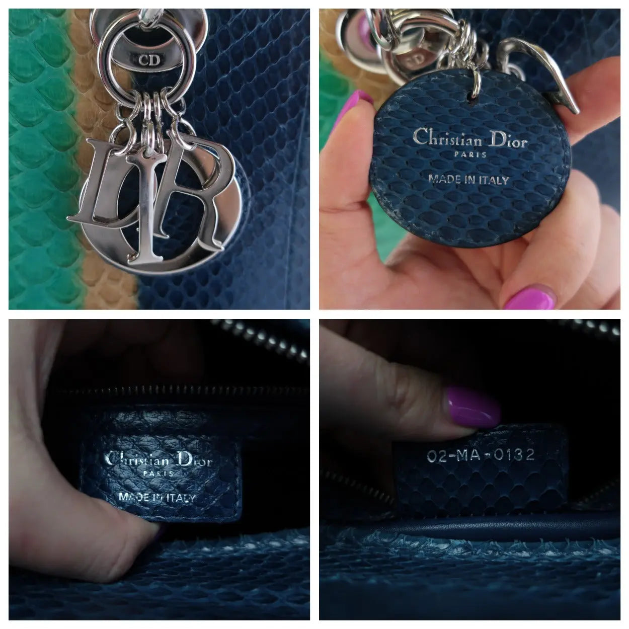 Load image into Gallery viewer, Dior Dior Limited Edition Blue Python Lady Dior Large Shoulder Bag LVBagaholic
