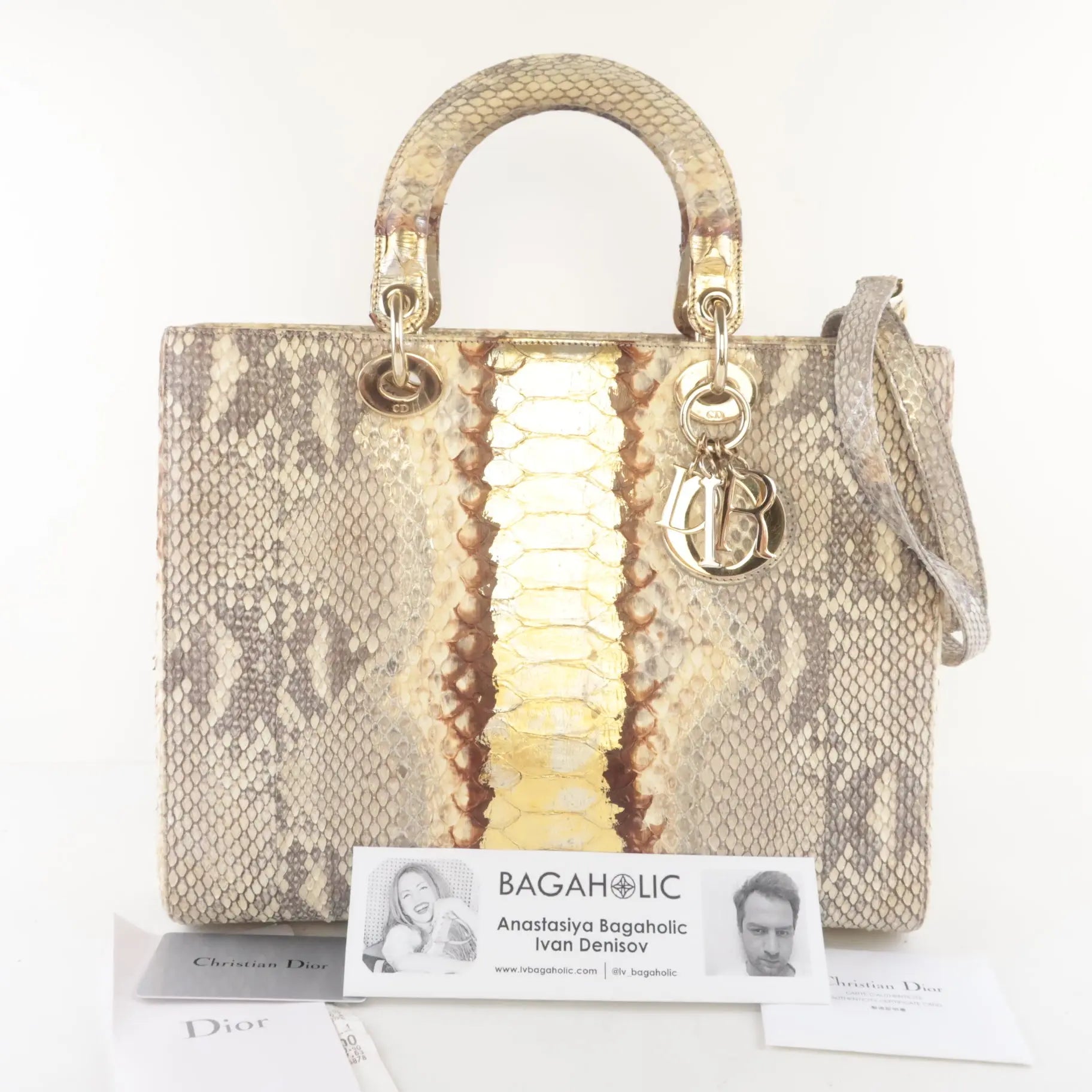 Dior Gold Python Lady Dior Large Shoulder Bag – Bagaholic