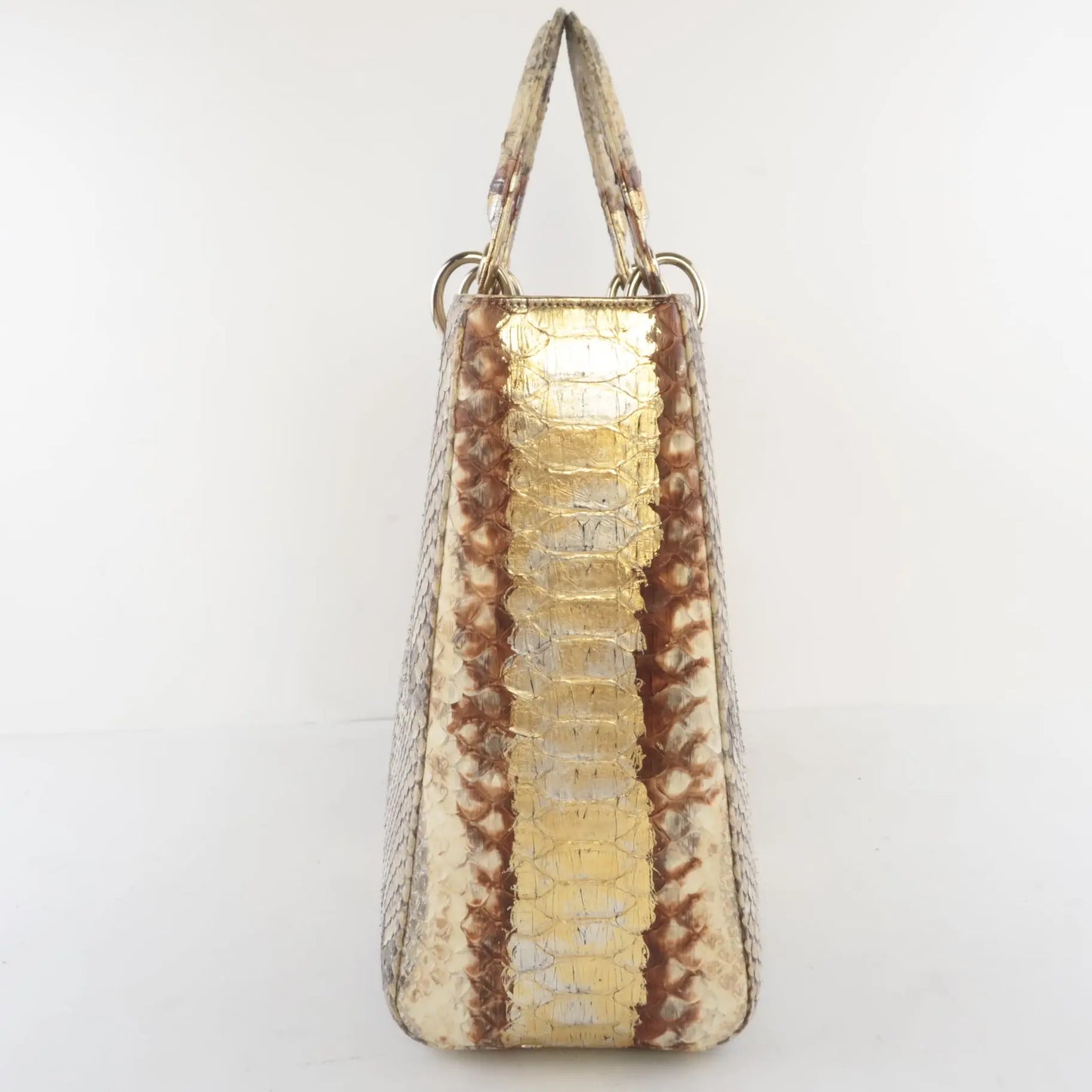 Dior Dior Limited Edition Gold Python Lady Dior Large Shoulder Bag LVBagaholic