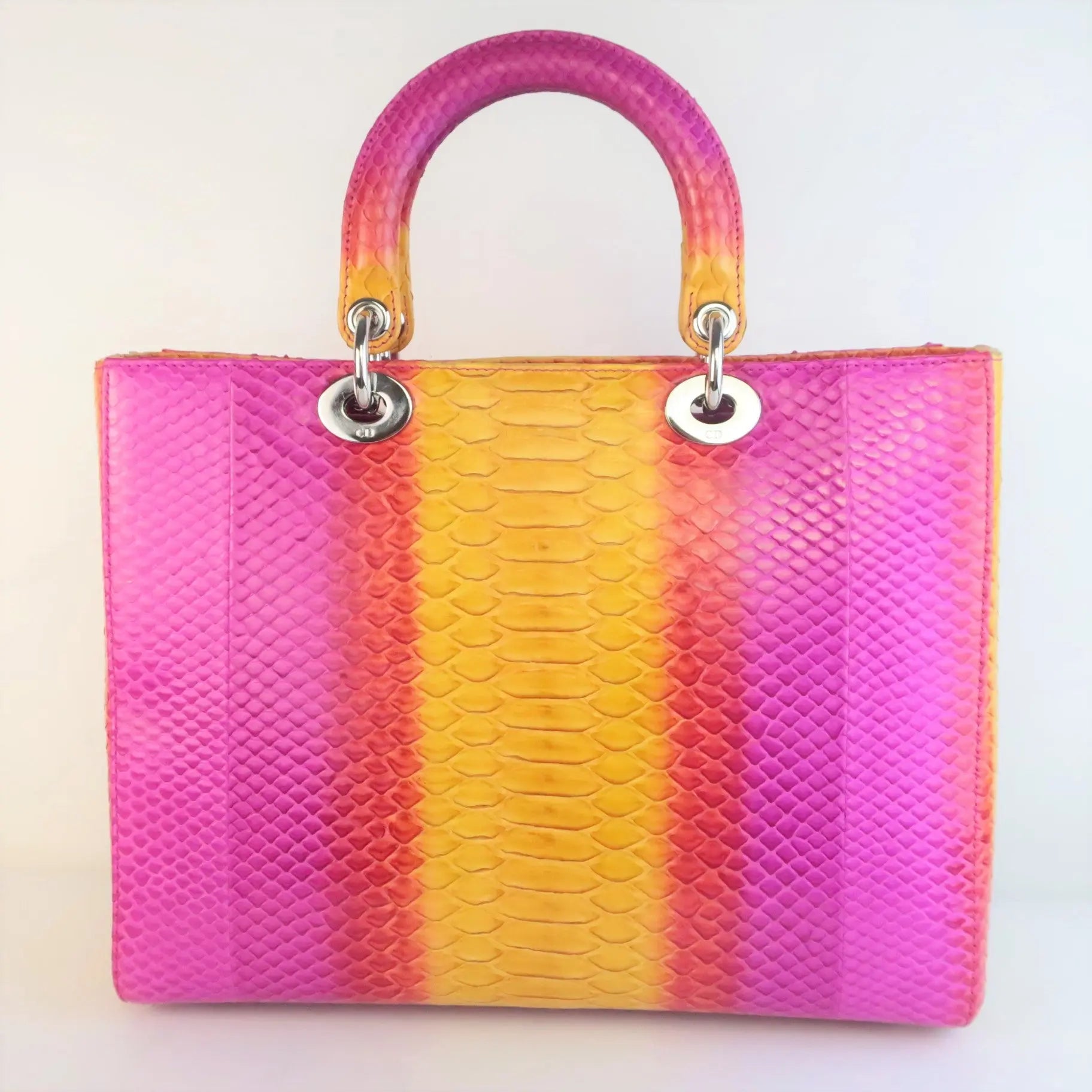 Dior Limited Edition Pink Python Lady Dior Large Shoulder Bag – Bagaholic