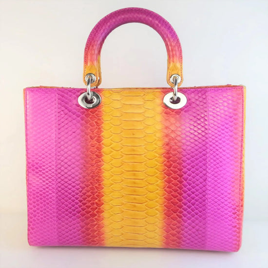 Dior Dior Limited Edition Pink Python Lady Dior Large Shoulder Bag LVBagaholic