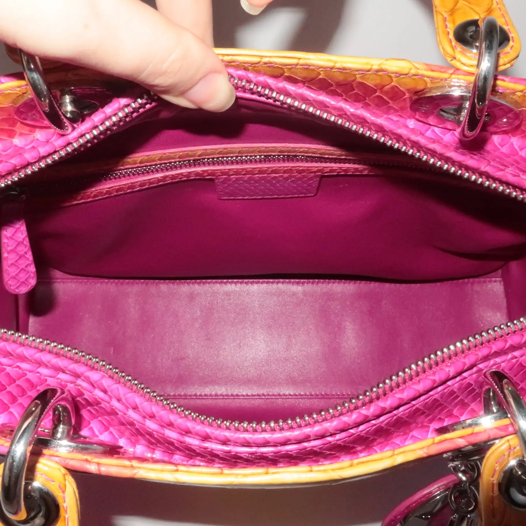 Dior Limited Edition Pink Python Lady Dior Large Shoulder Bag – Bagaholic