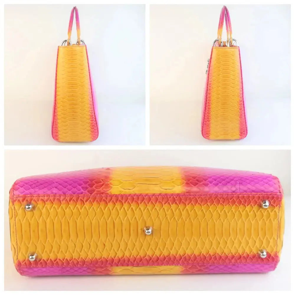 Pink Python Purse Dior Limited Edition Pink Python Lady Dior Large Shoulder Bag – Bagaholic