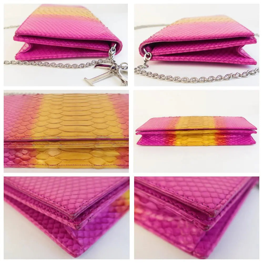 Dior Dior Limited Edition Pink Python Leather Clutch LVBagaholic